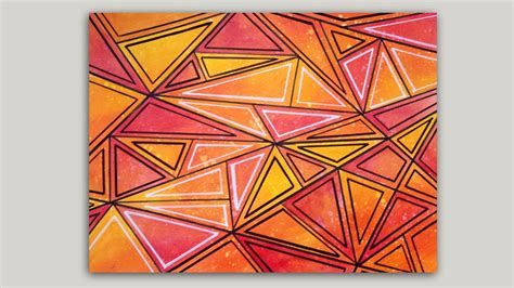 Geometric Abstract Painting with Acrylic Paint & Paint Markers Tutorial - YouTube