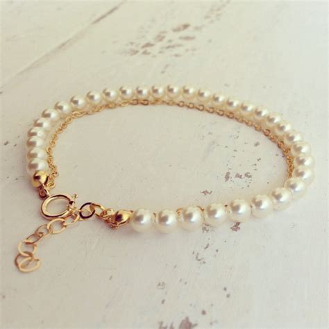 Pearls & Gold Bracelet Pearl Bracelet Bridesmaid Gifts