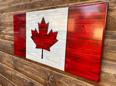 Canadian Rustic Flag Wall Decor Home Decor Canadian Leaf - Etsy