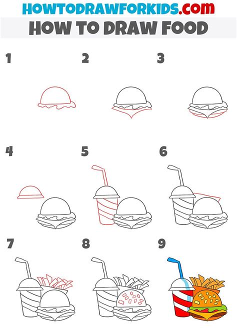 how to draw food step by step | Easy drawings for kids, Easy drawings, Step by step drawing