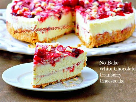 No Bake White Chocolate Cranberry Cheesecake | Manila Spoon