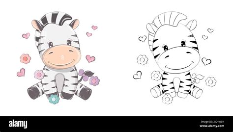 Cute Clipart Zebra Illustration and For Coloring Page. Cartoon Clip Art ...