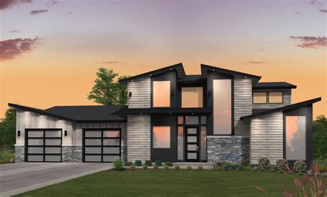 2 story Modern House Plan with a main floor master suite.