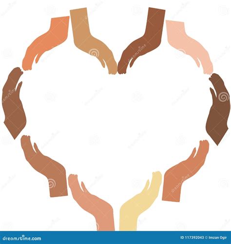 Diverse Ethnic Hands Together Forming a Heart , Concept of Unity and ...