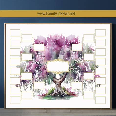 Free family tree purple green in 2023 | Family tree art, Free family ...