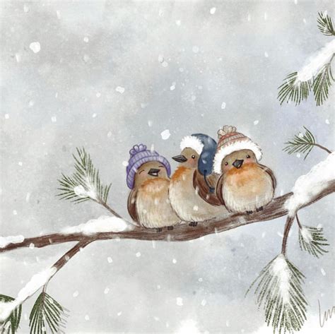 Watercolor Painting Bird In Snow – Warehouse of Ideas