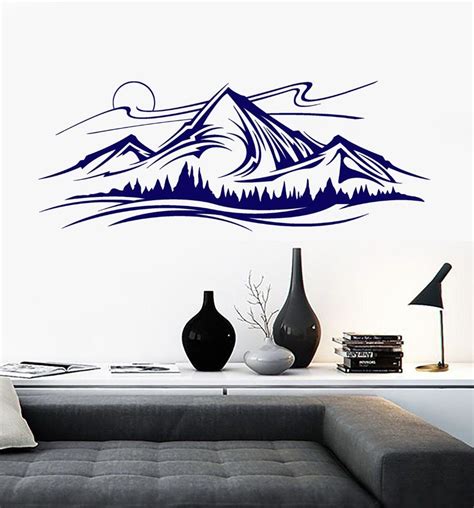 Mountains and Trees Vinyl Wall Decal | Vinyl wall decals, Wall stickers home decor, Vinyl wall