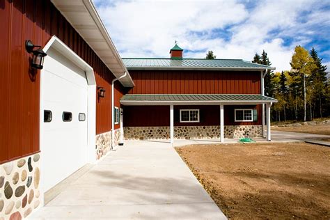 Beautiful Metal Building w/ Wrap-around Porch & Stone Wainscot (HQ Pictures) - Metal Building Homes