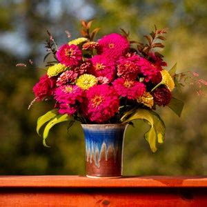 Straight Blue Ceramic Vase / Large Ceramic Vase, Great as a Ceramic Flower Pot & Utensil ...