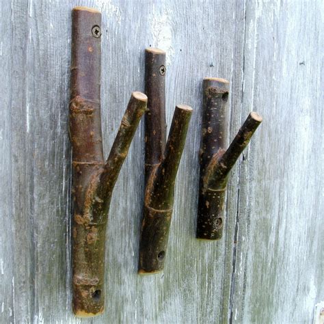 3 Rustic Wall Hooks in Graduated Sizes by TheBentTreeGallery