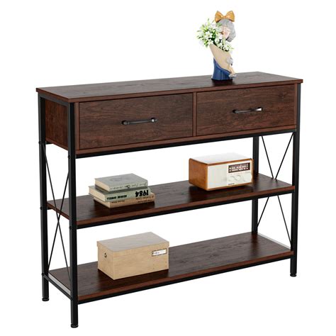 Homfa Console Table with Drawers, Entryway Table with Storage Shelves ...