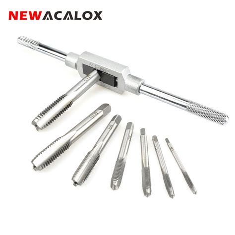 NEWACALOX M3 M12 Tap Wrench High Speed Steel 8 in 1 Tap Tool Set DIY Hand Tool Kit Hand Spanners ...