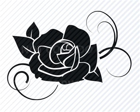 Rose 2 Svg Rose Svg Flower Svg Black Rose Svg Rose Etsy In 2021 ...