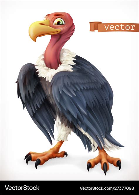 Vulture eagle cartoon character funny animal 3d Vector Image