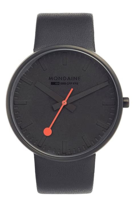 Mondaine 'Evo' Leather Strap Watch, 42mm | Nordstrom