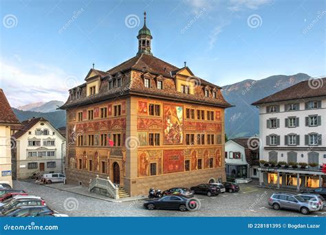 Schwyz Town Hall, Switzerland Stock Image - Image of central, moon: 228181395