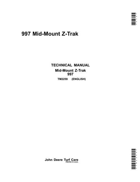 John Deere Z997 Z-Trak Mid Mount Mower Service Repair Workshop Manual ...