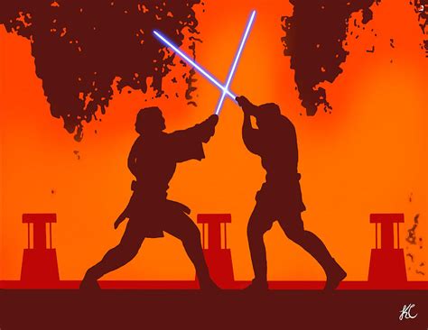 Duel on Mustafar Digital Art by Kenny Claing | Pixels