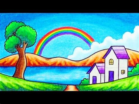 Rainbow Scenery Drawing For Kids : Simple nature drawing for kids