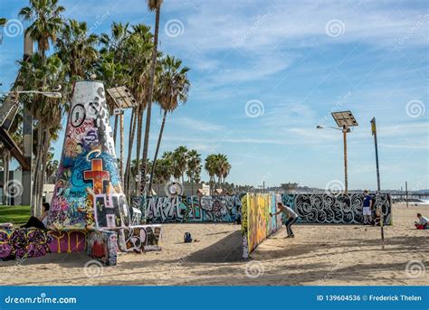 Graffiti Walls at Venice Beach Los Angeles California Palm Trees in the ...