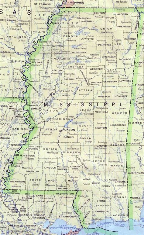 Detailed map of Mississippi state. Mississippi state detailed map ...