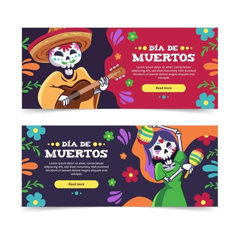 Free Vector | Flat design day of the dead banners pack