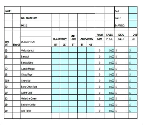 Liquor Inventory Spreadsheet Excel ~ Excel Templates