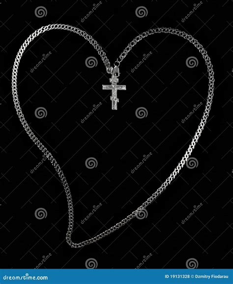 Silver chain and cross stock photo. Image of antique - 19131328