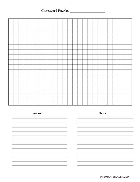 Blank Crossword Puzzle Template Download Fillable PDF | Templateroller