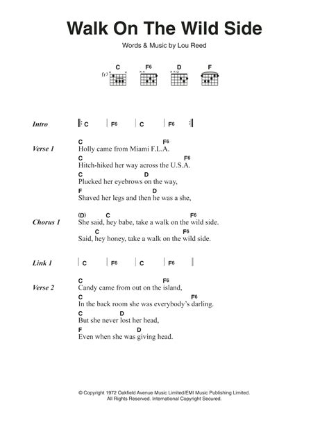 Walk On The Wild Side by Lou Reed - Guitar Chords/Lyrics - Guitar ...