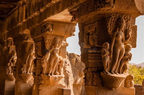 Ellora Cave Sculptures stock photo. Image of site, family - 67448260