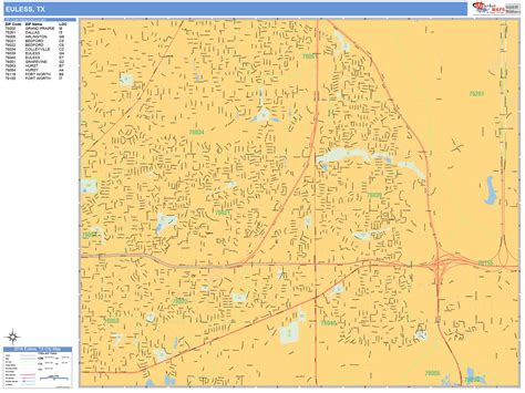 Euless Texas Wall Map (Basic Style) by MarketMAPS - MapSales