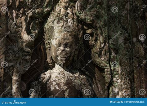 Detail of a Devata (deity) Carved in a Temple of Angkor Wat, Cambodia ...