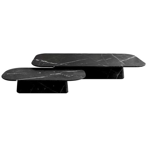 Two Pedestal Coffee Tables in Black Marble Set | Pedestal coffee table ...