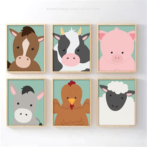 Farm Animals Nursery Wall Art Farm Animal Prints Farm - Etsy