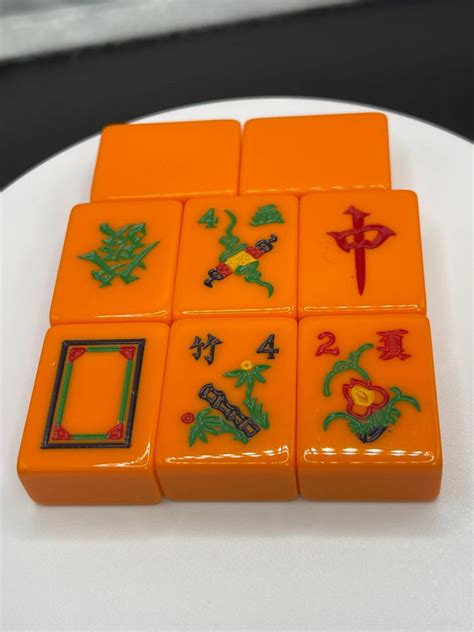 Hand Painted Tangerine/ Orange Mahjong Tiles - MahJongg Maven & Games