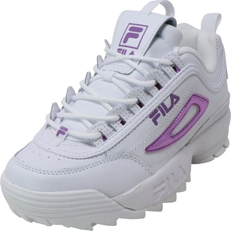 FILA - Fila Women's Disruptor Ii Metallic Accent White / Lavender Ankle-High Leather Training ...