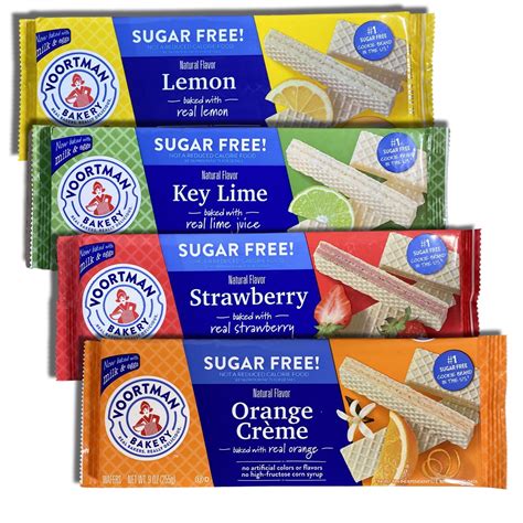 Sugar Free Wafers by Voortman Variety Pack | Key Lime, Orange, Lemon, Strawberry | 4 Pack ...