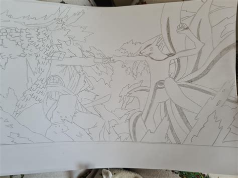 Unfinished Sasuke susanoo vs kurama avatar naruto. Should I colour it ...