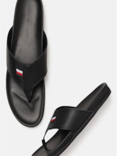 Buy Tommy Hilfiger Men Black Leather Comfort Sandals - Sandals for Men ...