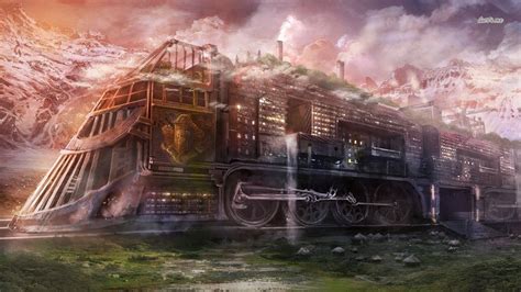 Steampunk Train Fantasy | Train wallpaper, Fantasy city, Steampunk art