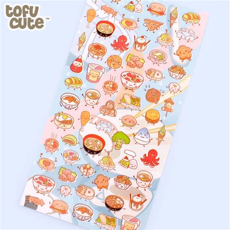 Buy Nekoni Clear Flat Stickers - Japanese Happy Food at Tofu Cute