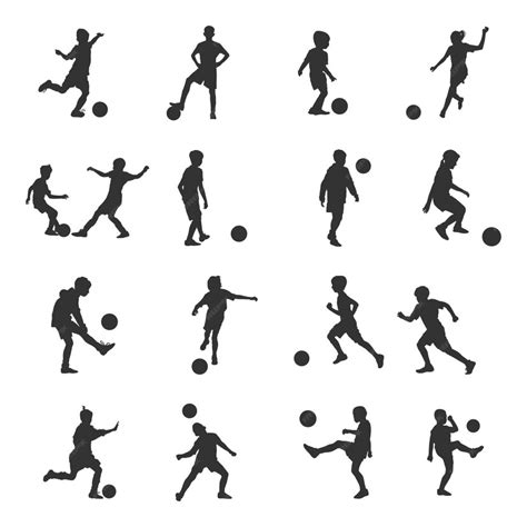 Premium Vector | Kids playing soccer silhouette, Kids playing football silhouette