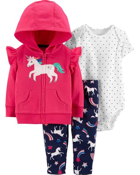 Carters Baby Girls 3Piece Little Jacket Sets Pink/Unicorn 6 Months | Baby Girl Clothing | Baby ...