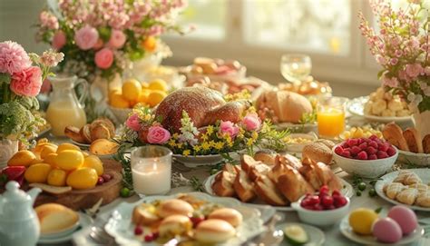 Premium Photo | A 3D Easter feast table setting