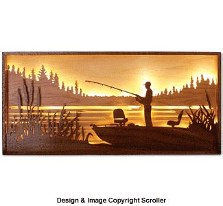 Lighted Fisherman Silhouette Wall Art Design Pattern, Nature Lighted: The Winfield Collection