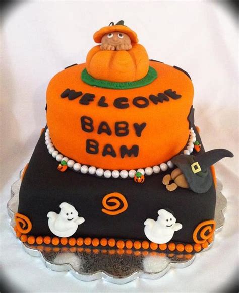 halloween baby shower cake! - Decorated Cake by Megan - CakesDecor