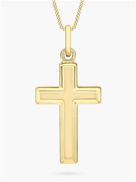 IBB 9ct Gold Cross Pendant Necklace, Gold at John Lewis & Partners