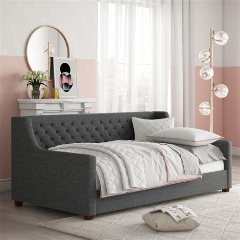 Ember Interiors Jordyn Upholstered Daybed, Twin, Gray Linen - Walmart.com