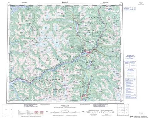 Printable Topographic Map of Terrace 103I, BC